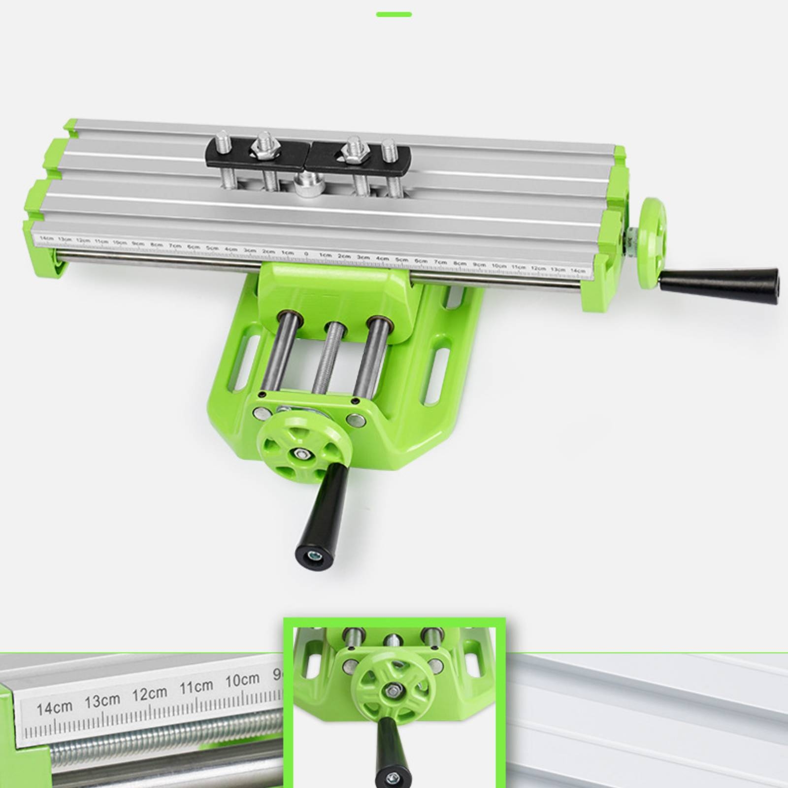 Drill Press Bench - โต๊ะทำงานแบบเลื่อนขวางพร้อมร่องตามยาวสำหรับเครื่องเจาะ โต๊ะเลื่อนขวางพร้อมสเกลวัด โต๊ะเจาะแบบตั้งโต๊ะ ป้อนวัสดุด้วยมือ