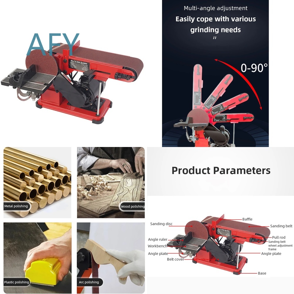 Workshop Tools Knife Sharpener - เครื่องขัดแบบสายพานไฟฟ้าตั้งโต๊ะ สำหรับขัดไม้ โลหะ ลับคมมีด งาน DIY