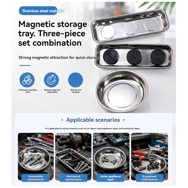 Magnetic Parts Tray - ที่ยึดสกรูแม่เหล็ก ABUN-Strong สำหรับซ่อมรถยนต์, เวิร์คช็อป และจัดเก็บเครื่องมือ DIY