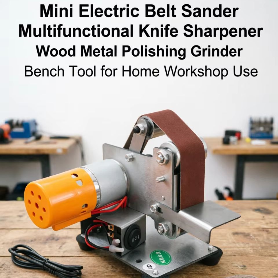 Workshop Tools Knife Sharpener - เครื่องขัดสายพานไฟฟ้าขนาดเล็กอเนกประสงค์ ใช้ลับคมมีด ขัดไม้ ขัดโลหะ เครื่องเจียร DIY