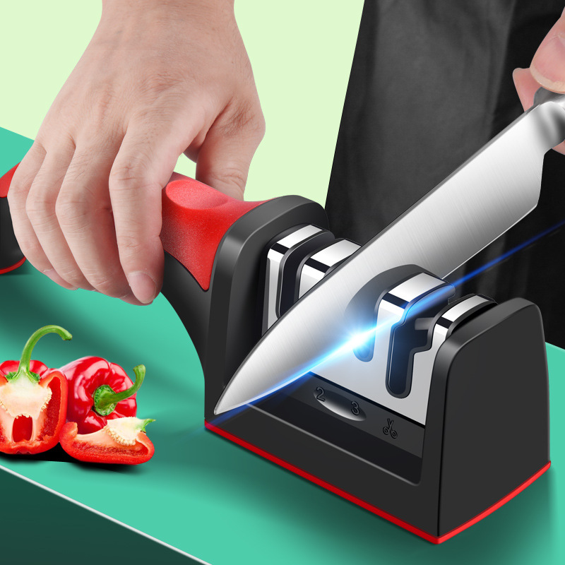 Workshop Tools Knife Sharpener - หินลับมีดเซรามิกทังสเตนคาร์ไบด์อเนกประสงค์ระดับมืออาชีพ - แบบสองด้าน หยาบและละเอียด กรรไกรอเนกประสงค์สำหรับห้องครัวและเครื่องมือบำรุงรักษา มีดประจำวัน