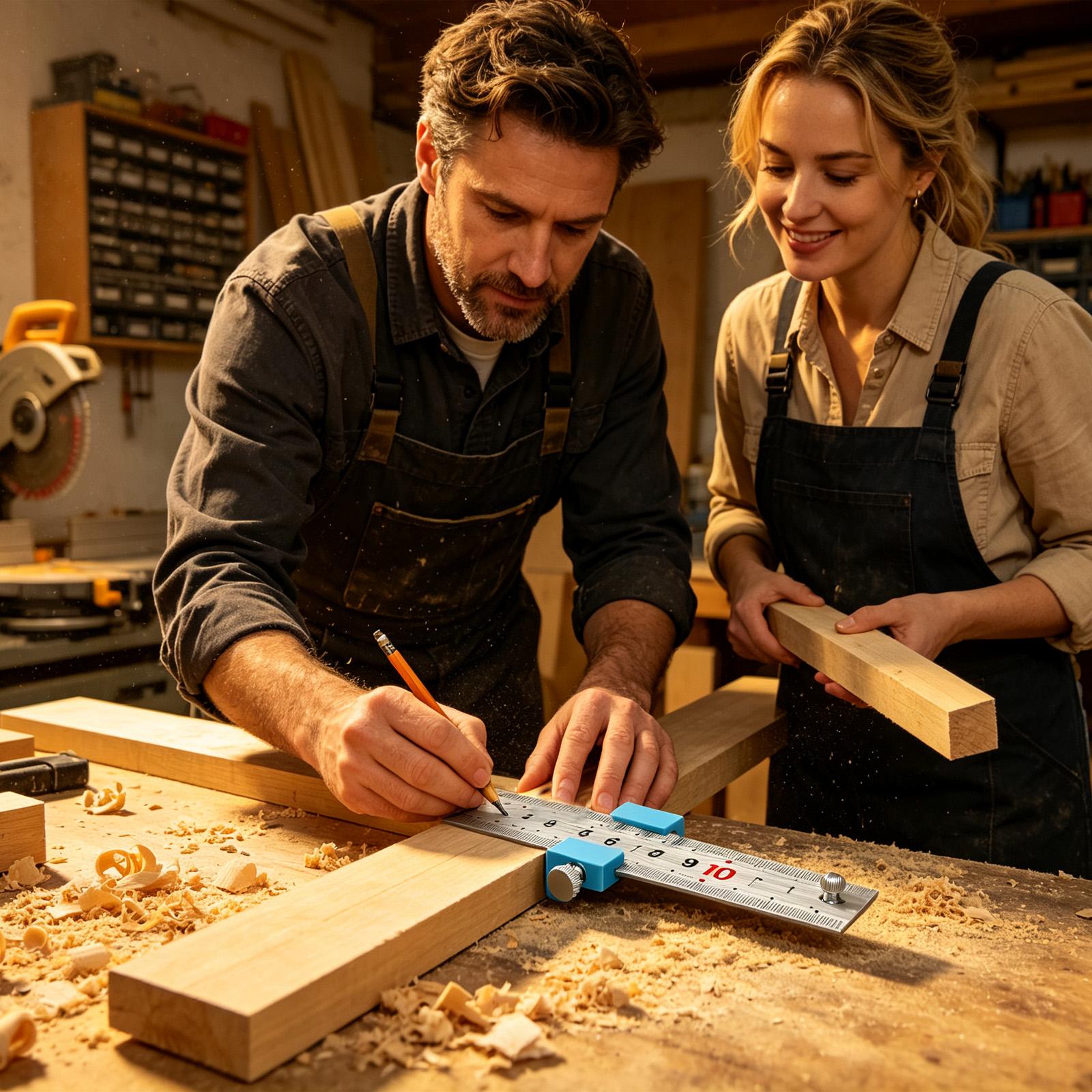 Tools For Woodworking Workshop - เครื่องมือช่างไม้ ไม้บรรทัดวัดระยะ ไม้บรรทัดวัดขนาด บล็อกกำหนดตำแหน่ง ไม้บรรทัดเหล็กสำหรับงานไม้ ใช้ในงานก่อสร้างและเวิร์คช็อปที่บ้าน